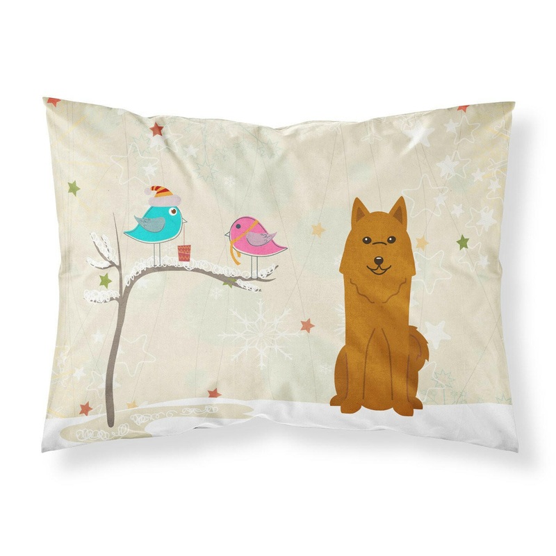Christmas Presents between Friends Karelian Bear Dog Fabric Standard Pillowcase  Artistic Decorative Front, White Back BB2494PILLOWCASE