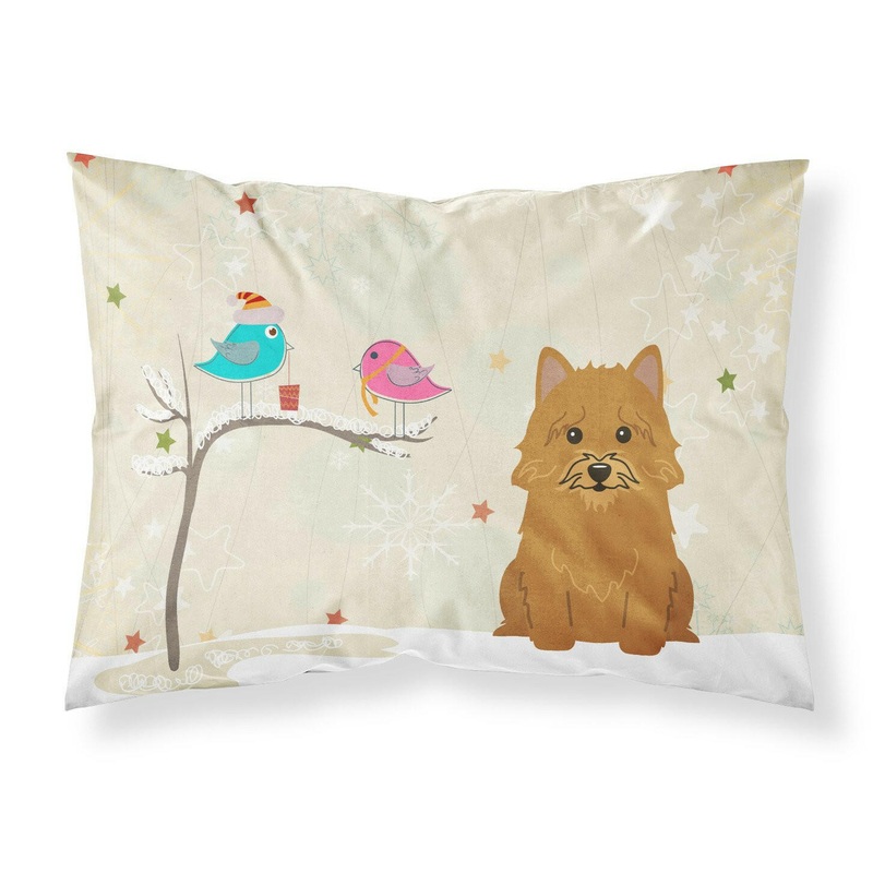 Christmas Presents between Friends Norwich Terrier Fabric Standard Pillowcase  Artistic Decorative Front, White Back BB2492PILLOWCASE