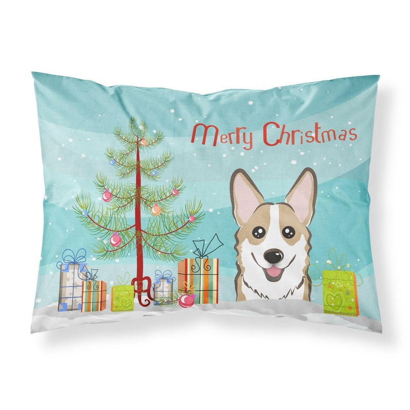 Christmas Tree and Sable Corgi Fabric Standard Pillowcase  Artistic Decorative Front, White Back BB1625PILLOWCASE