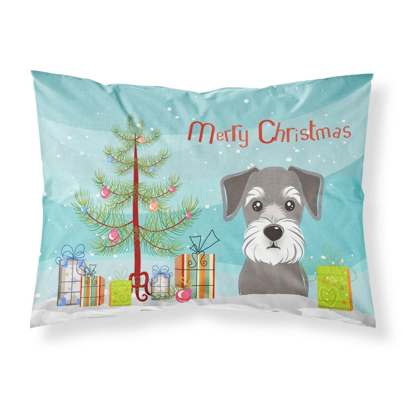 Christmas Tree and Schnauzer Fabric Standard Pillowcase  Artistic Decorative Front, White Back BB1578PILLOWCASE