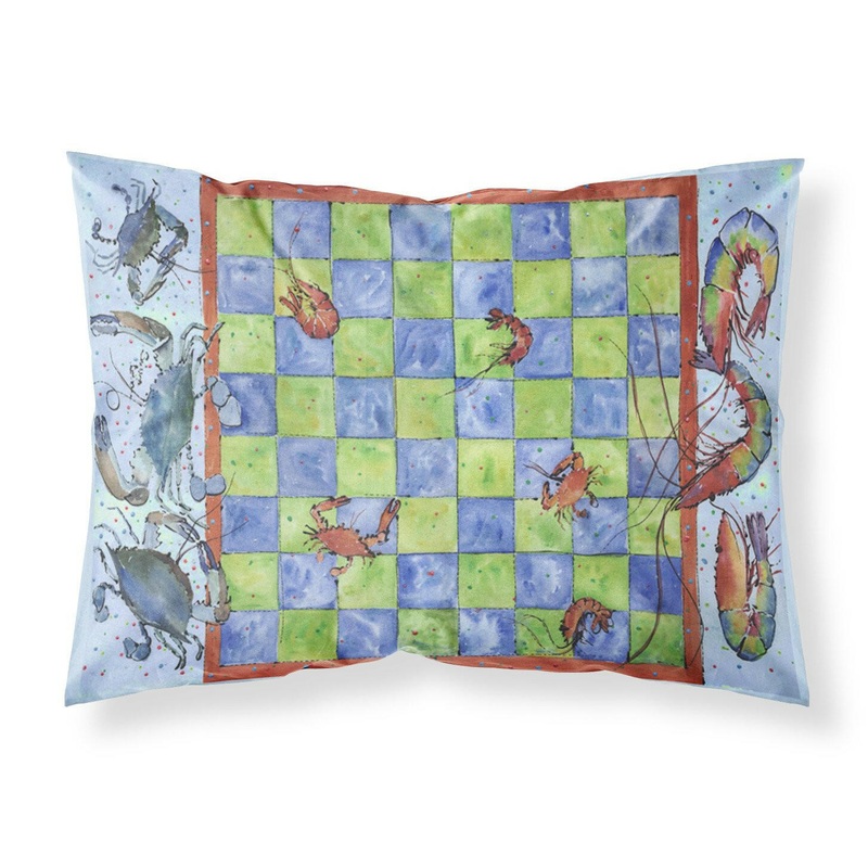 Crab and Shrimp Checkerboard Standard Pillowcases  Artistic Decorative Front, Crisp White Back