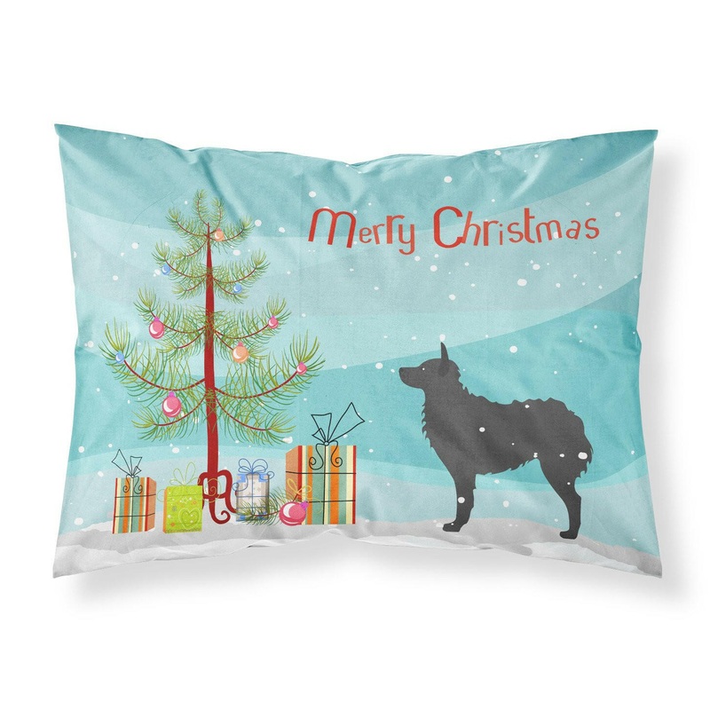 Croatian Sheepdog Merry Christmas Tree Fabric Standard Pillowcase  Artistic Decorative Front, White Back BB2939PILLOWCASE