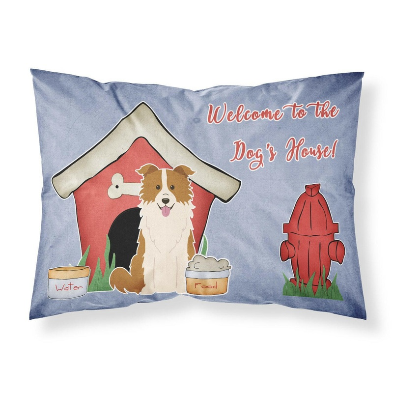 Dog House Collection Border Collie Red White Fabric Standard Pillowcase  Artistic Decorative Front, White Back BB2873PILLOWCASE