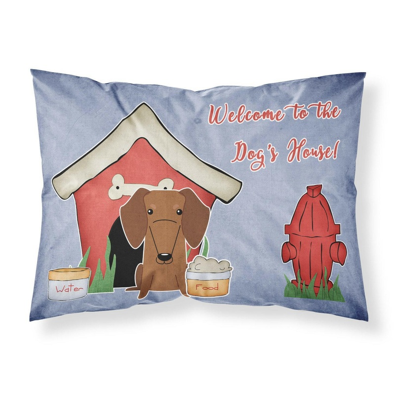 Dog House Collection Dachshund Red Brown Fabric Standard Pillowcase  Artistic Decorative Front, White Back BB2884PILLOWCASE