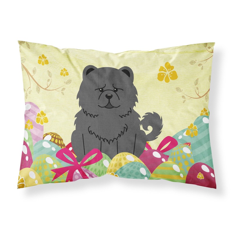 Easter Eggs Chow Chow Black Fabric Standard Pillowcase  Artistic Decorative Front, White Back BB6143PILLOWCASE