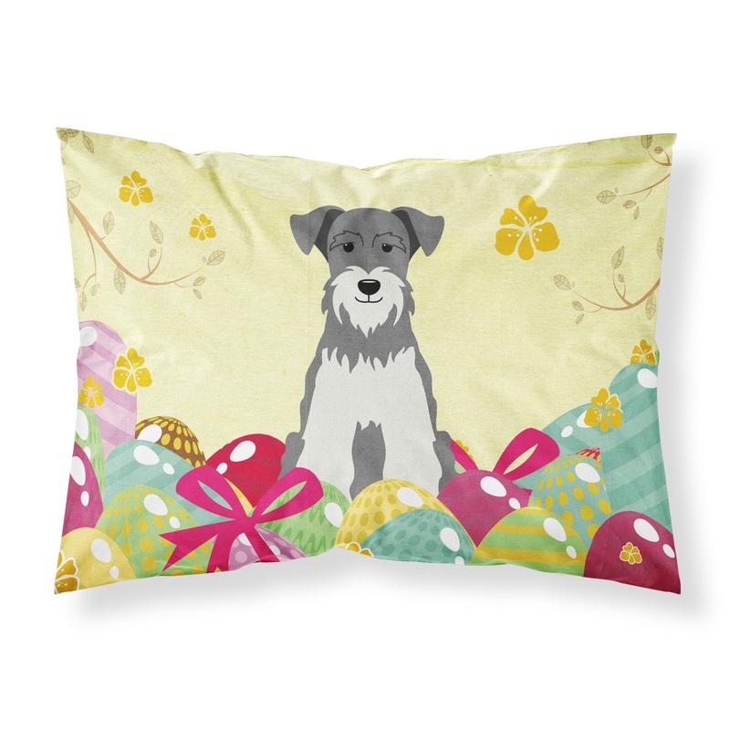 Easter Eggs Miniature Schanuzer Salt and Pepper Fabric Standard Pillowcase  Artistic Decorative Front, White Back BB6054PILLOWCASE