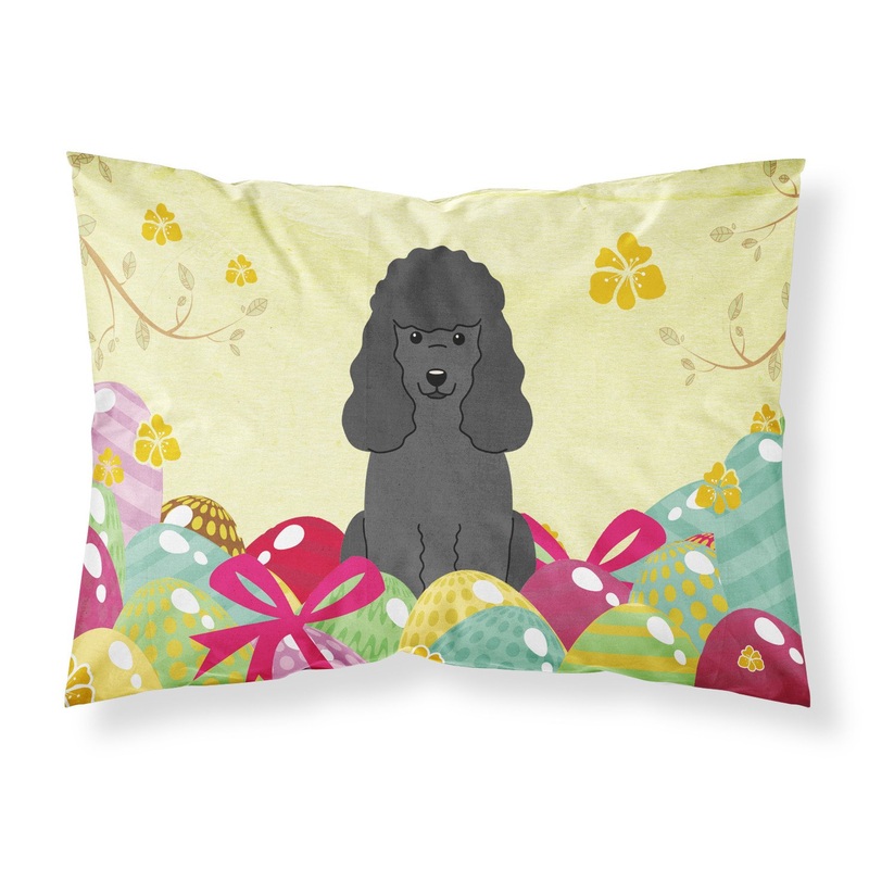 Easter Eggs Poodle Black Fabric Standard Pillowcase  Artistic Decorative Front, White Back BB6071PILLOWCASE