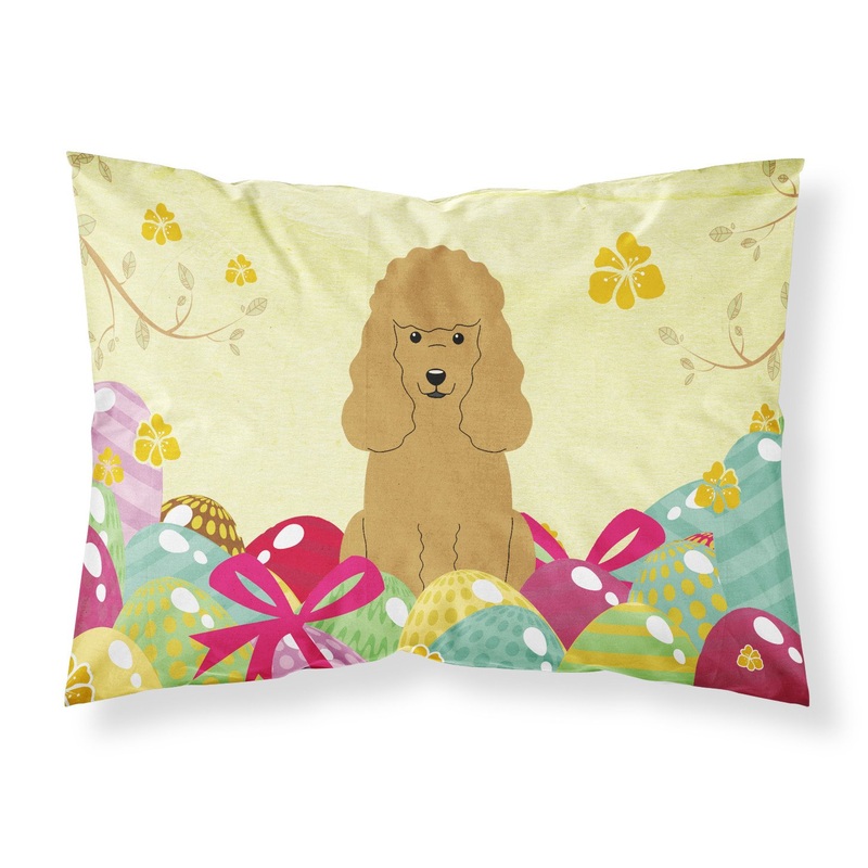 Easter Eggs Poodle Tan Fabric Standard Pillowcase  Artistic Decorative Front, White Back BB6069PILLOWCASE
