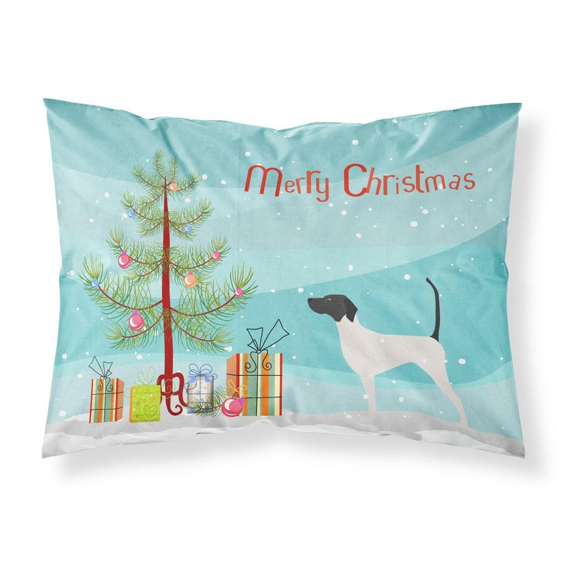 English Pointer Merry Christmas Tree Fabric Standard Pillowcase  Artistic Decorative Front, White Back BB2913PILLOWCASE