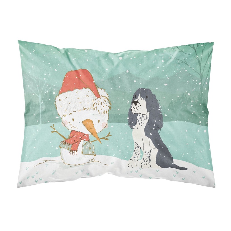English Springer Spaniel Snowman Christmas  Standard Pillowcase  Artistic Decorative Front, White Back CK2073PILLOWCASE