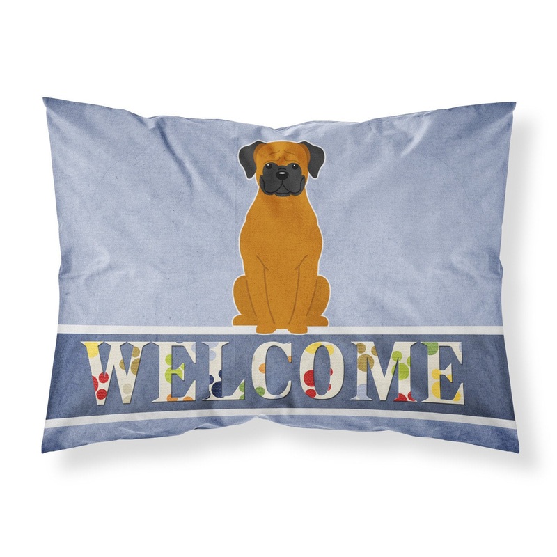Fawn Boxer Welcome Fabric Standard Pillowcase  Artistic Decorative Front, White Back BB5696PILLOWCASE