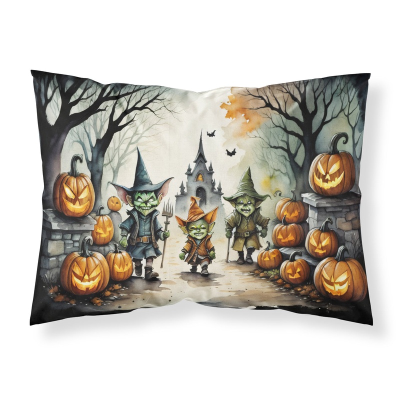 Goblins Spooky Halloween Fabric Standard Pillowcase  Artistic Decorative Front, White Back