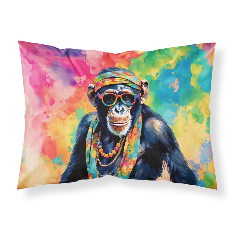 Hippie Animal Chimpanzee Standard Pillowcase  Artistic Decorative Front, White Back
