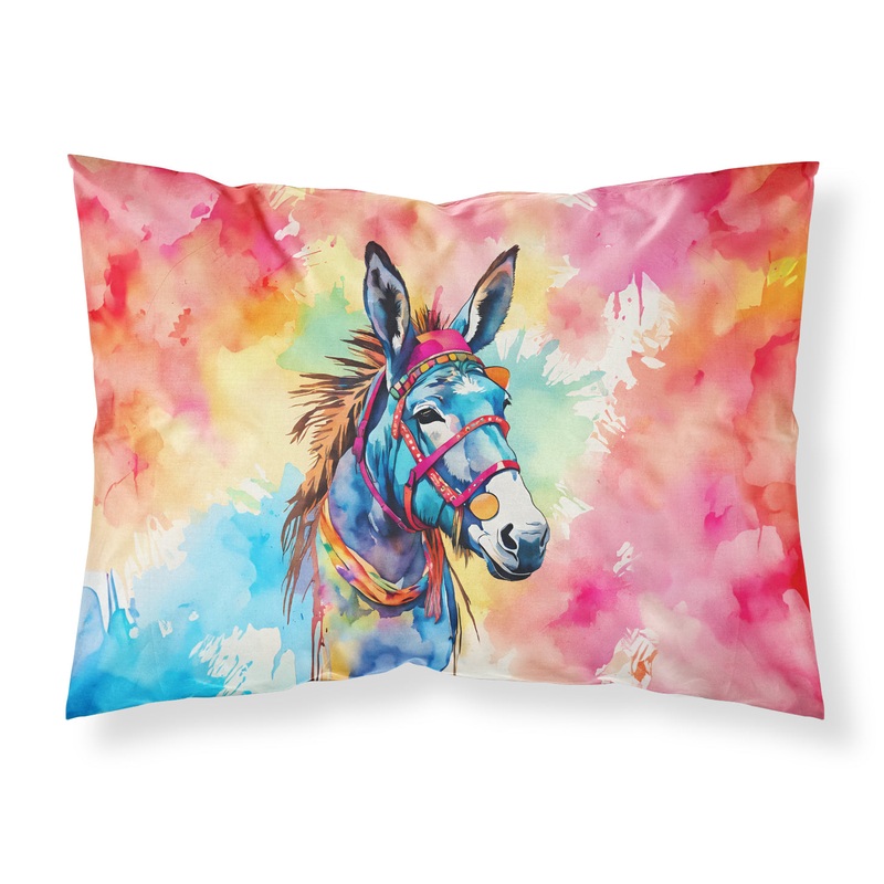 Hippie Animal Donkey Standard Pillowcase  Artistic Decorative Front, White Back