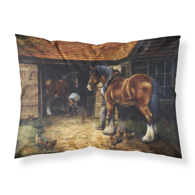 Horse and The Blacksmith by Daphne Baxter Fabric Standard Pillowcase  Artistic Decorative Front, White Back BDBA0086PILLOWCASE