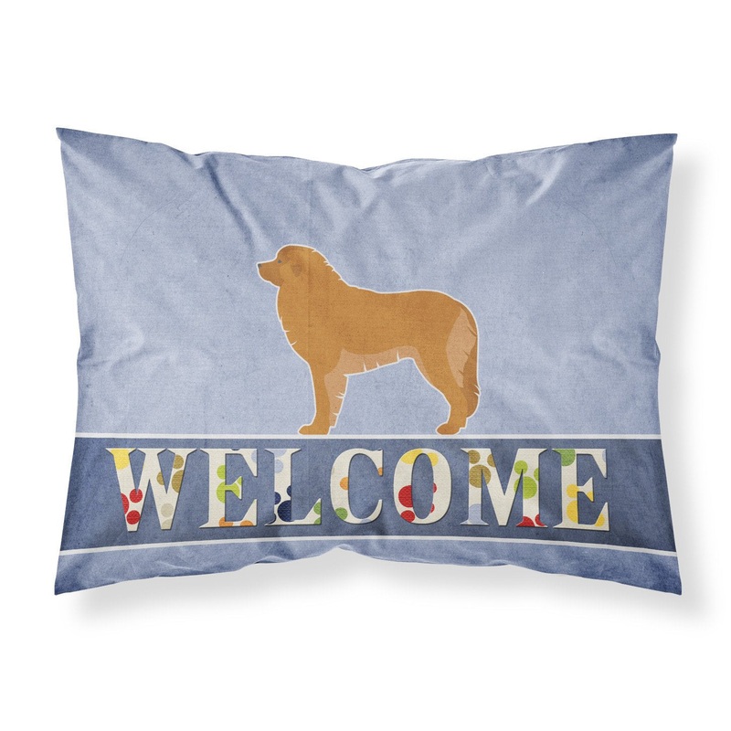 Leonberger Welcome Fabric Standard Pillowcase  Artistic Decorative Front, White Back BB5562PILLOWCASE