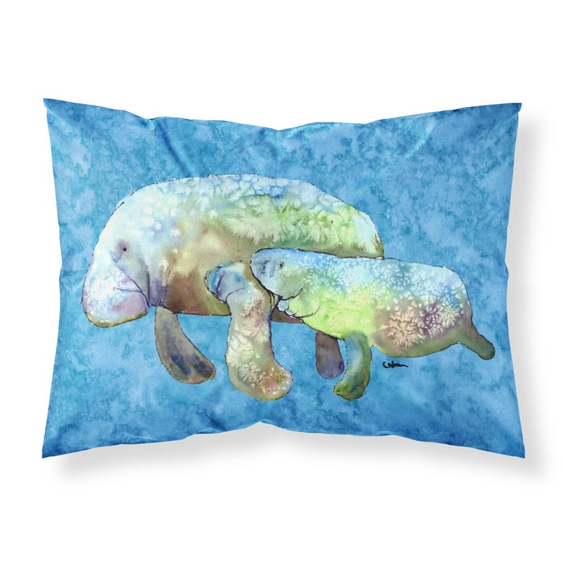 Manatee Standard Pillowcase  Artistic Decorative Front, White Back - Momma and Baby - Moisture wicking
