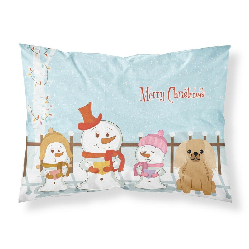 Merry Christmas Carolers Pekingnese Fawn Sable Fabric Standard Pillowcase  Artistic Decorative Front, White Back BB2435PILLOWCASE