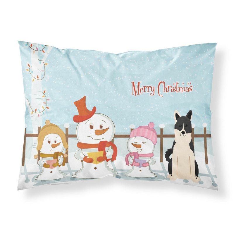 Merry Christmas Carolers Russo-European Laika Spitz Fabric Standard Pillowcase  Artistic Decorative Front, White Back BB2360PILLOWCASE