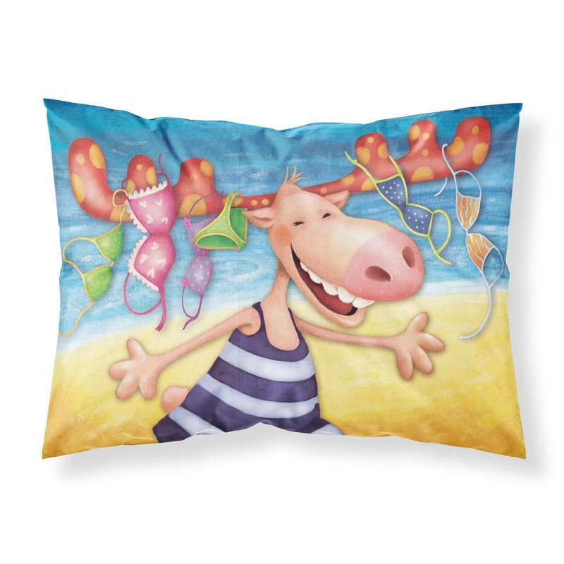 Moose on the Beach Fabric Standard Pillowcase  Artistic Decorative Front, White Back APH0073PILLOWCASE
