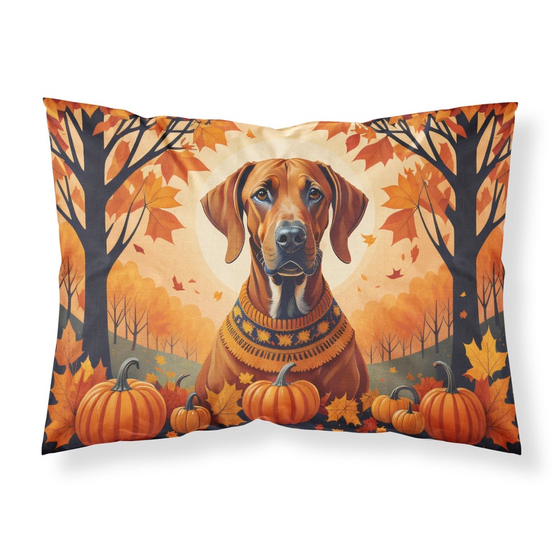 Rhodesian Ridgeback Fall Fabric Standard Pillowcase  Artistic Decorative Front, White Back