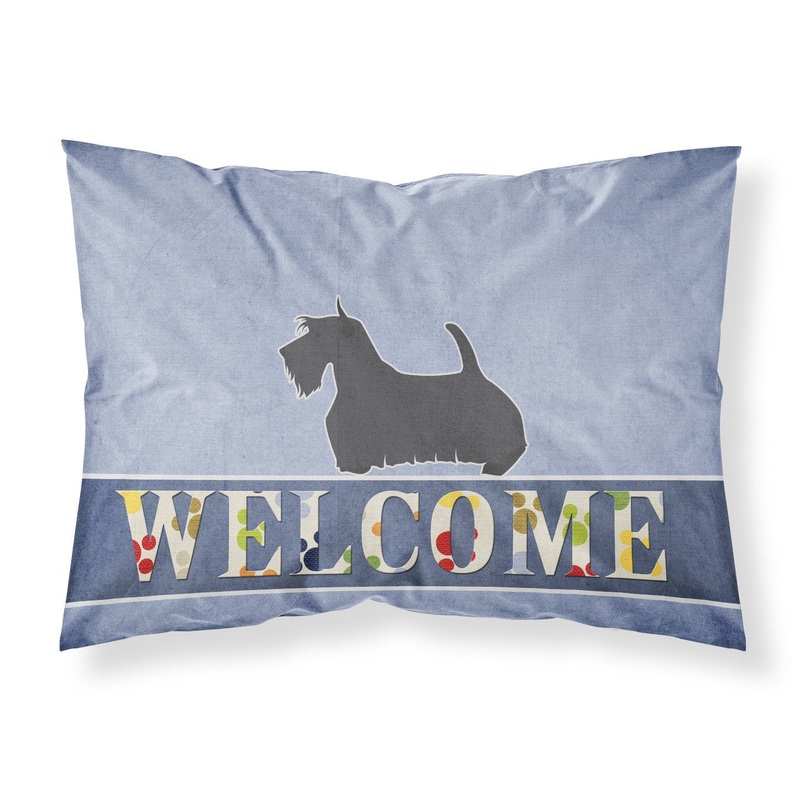 Scottish Terrier Welcome Fabric Standard Pillowcase  Artistic Decorative Front, White Back BB5573PILLOWCASE