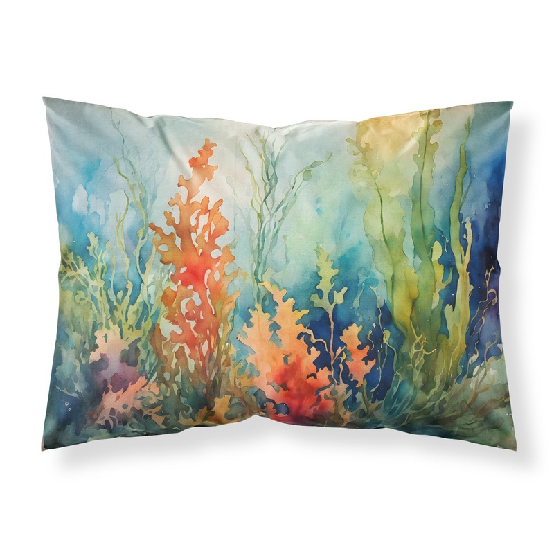 Seaweed Standard Pillowcase  Artistic Decorative Front, White Back