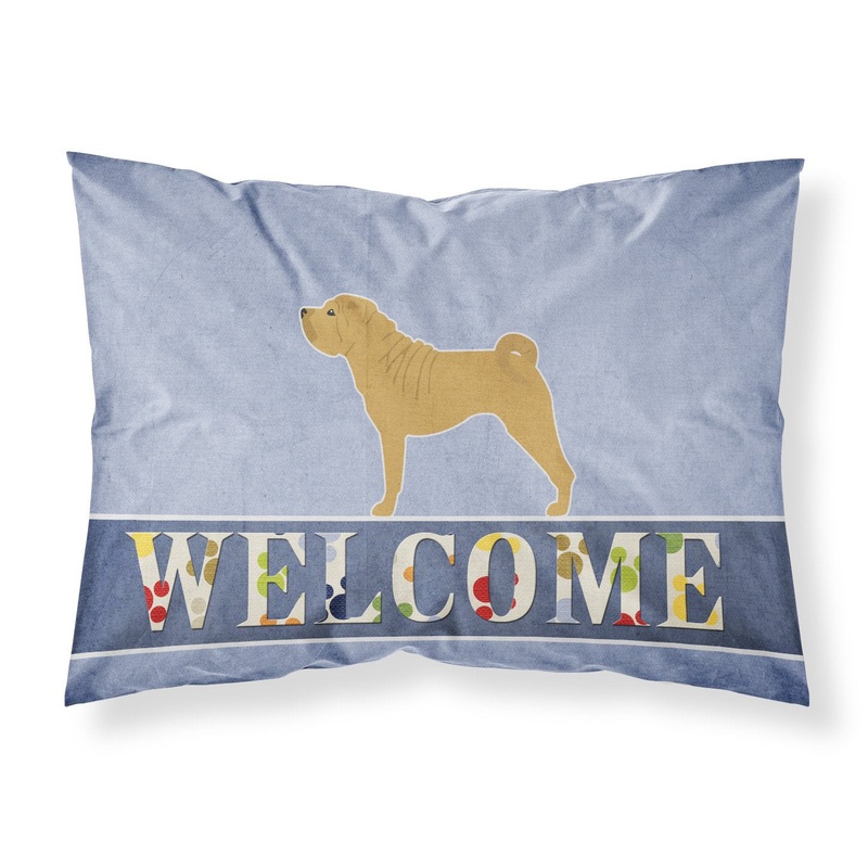 Shar Pei Merry Welcome Fabric Standard Pillowcase  Artistic Decorative Front, White Back BB5556PILLOWCASE