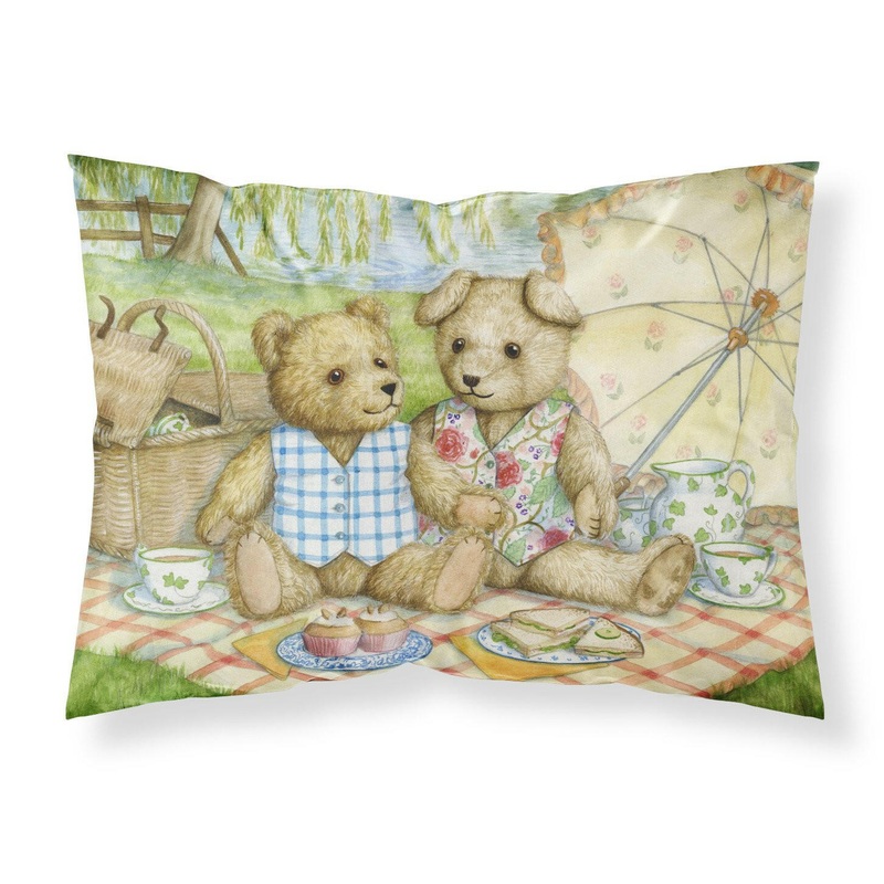 Summertime Teddy Bears Picnic Fabric Standard Pillowcase  Artistic Decorative Front, White Back CDCO0308PILLOWCASE