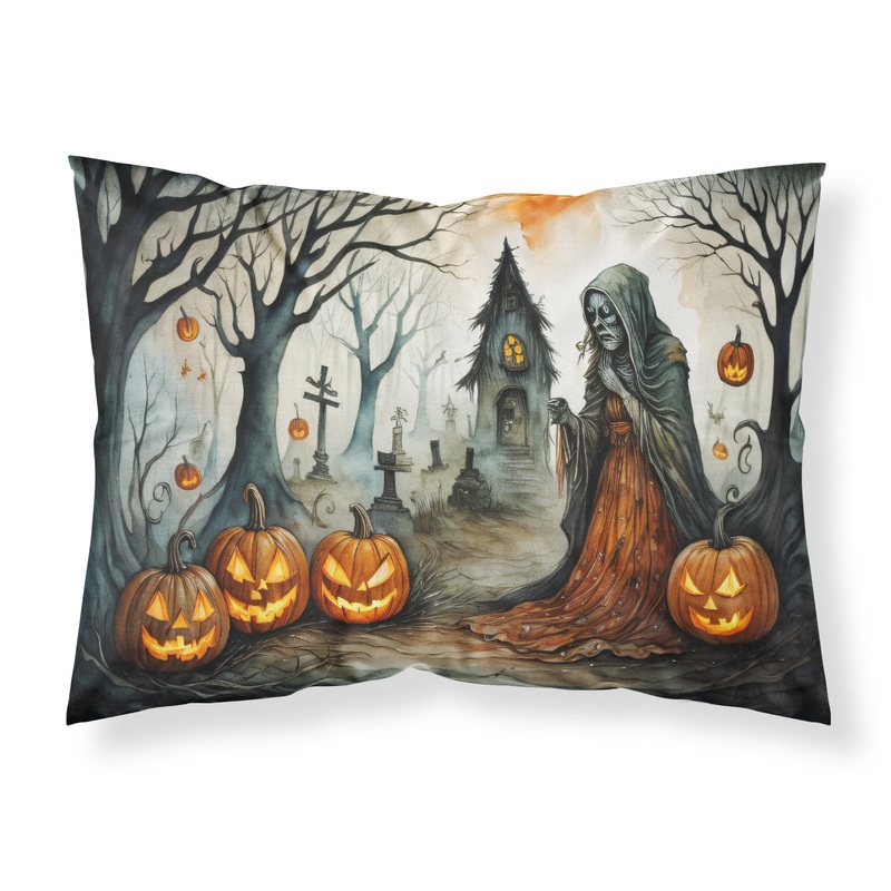 The Weeping Woman Spooky Halloween Fabric Standard Pillowcase  Artistic Decorative Front, White Back