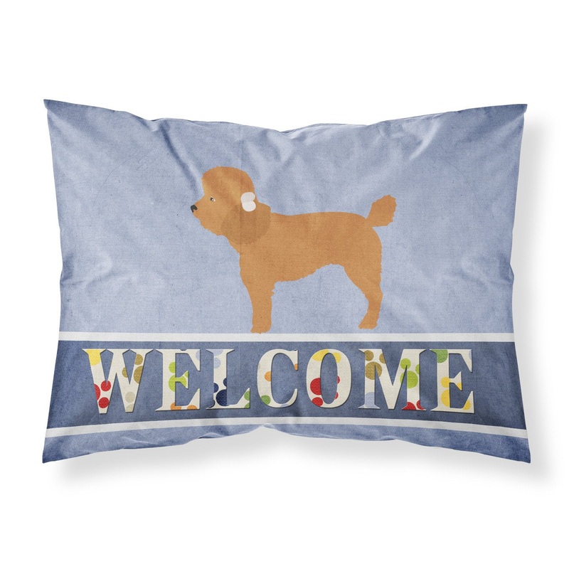 Toy Poodle Welcome Fabric Standard Pillowcase  Artistic Decorative Front, White Back BB8316PILLOWCASE