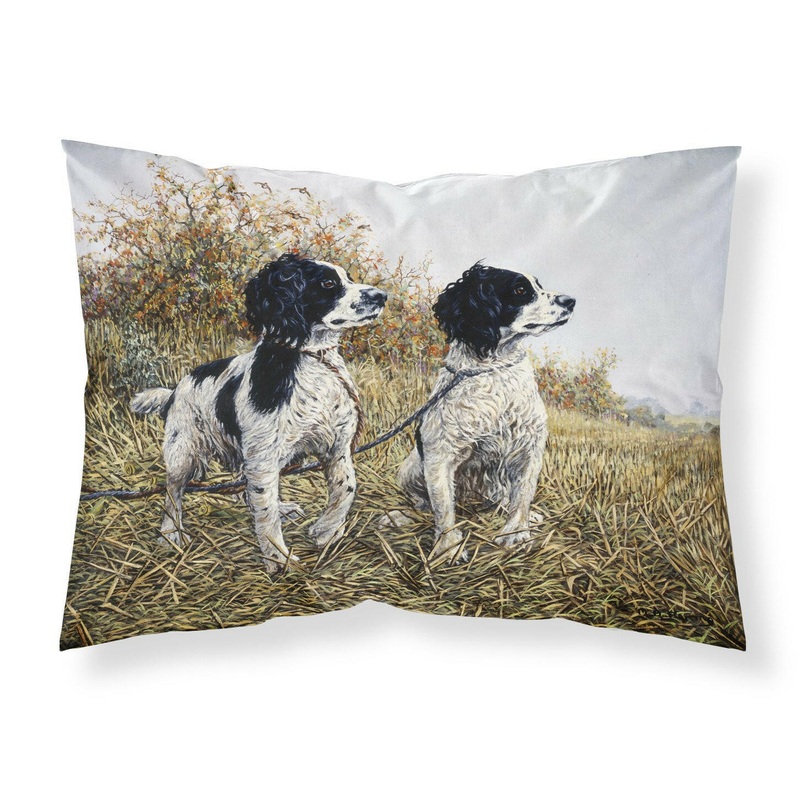 Two Springer Spaniels by Michael Herring Fabric Standard Pillowcase  Artistic Decorative Front, White Back HMHE0001PILLOWCASE