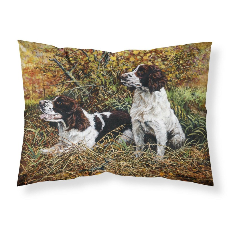 Two Springer Spaniels in the grasses Fabric Standard Pillowcase  Artistic Decorative Front, White Back HMHE0002PILLOWCASE