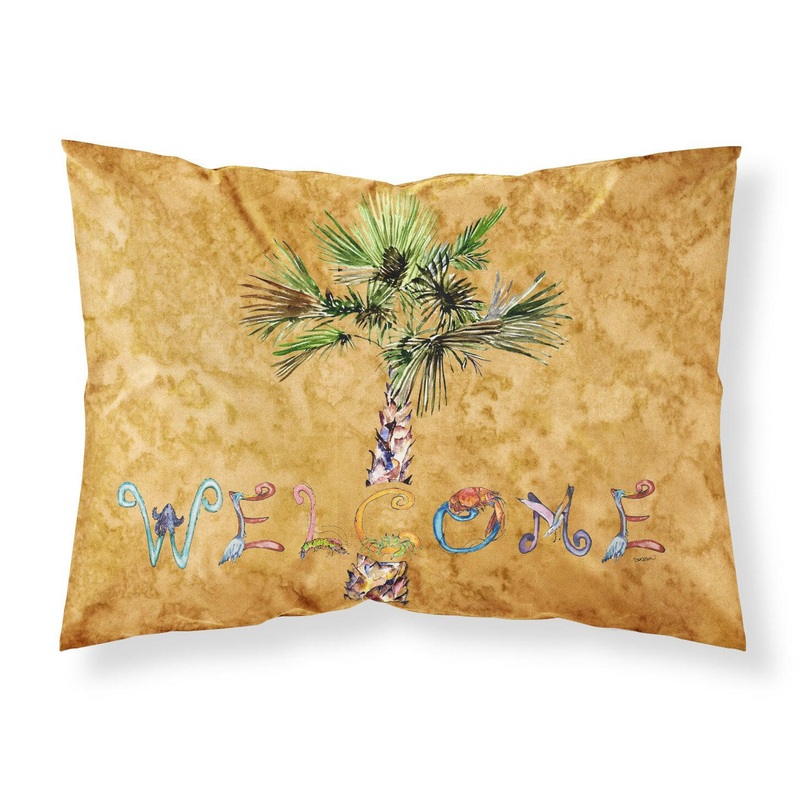 Welcome Palm Tree on Gold Fabric Standard Pillowcase 8709PILLOWCASE