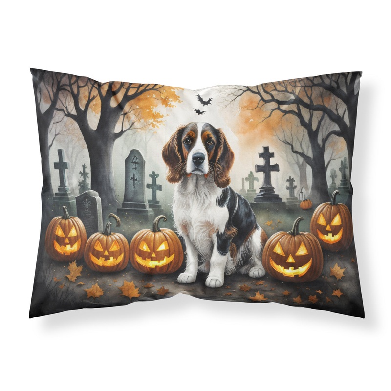 Welsh Springer Spaniel Spooky Halloween Fabric Standard Pillowcase  Artistic Decorative Front, White Back