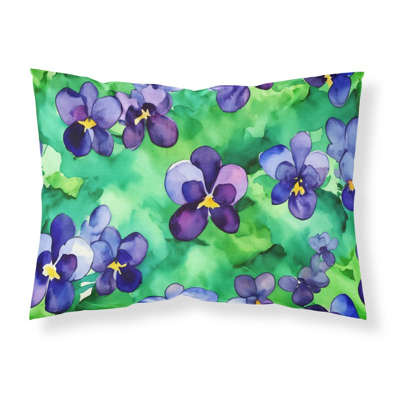 Wisconsin Wood Violets in Watercolor Fabric Standard Pillowcase  Artistic Decorative Front, White Back