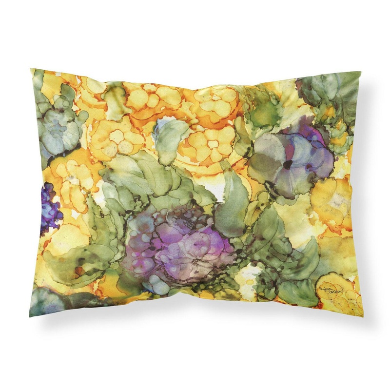 Abstract Flowers Purple and Yellow Fabric Standard Pillowcase  Artistic Decorative Front, White Back 8958PILLOWCASE