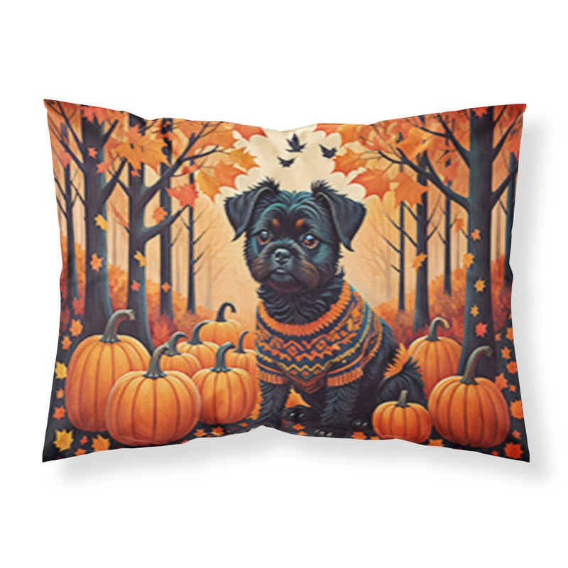 Affenpinscher Fall Fabric Standard Pillowcase  Artistic Decorative Front, White Back