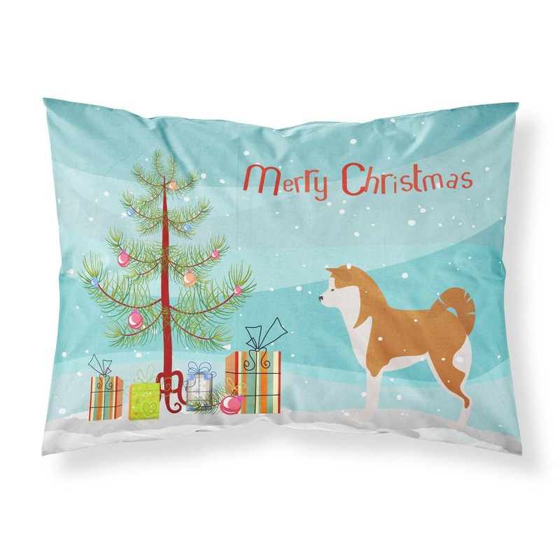 Akita Merry Christmas Tree Fabric Standard Pillowcase  Artistic Decorative Front, White Back BB2990PILLOWCASE