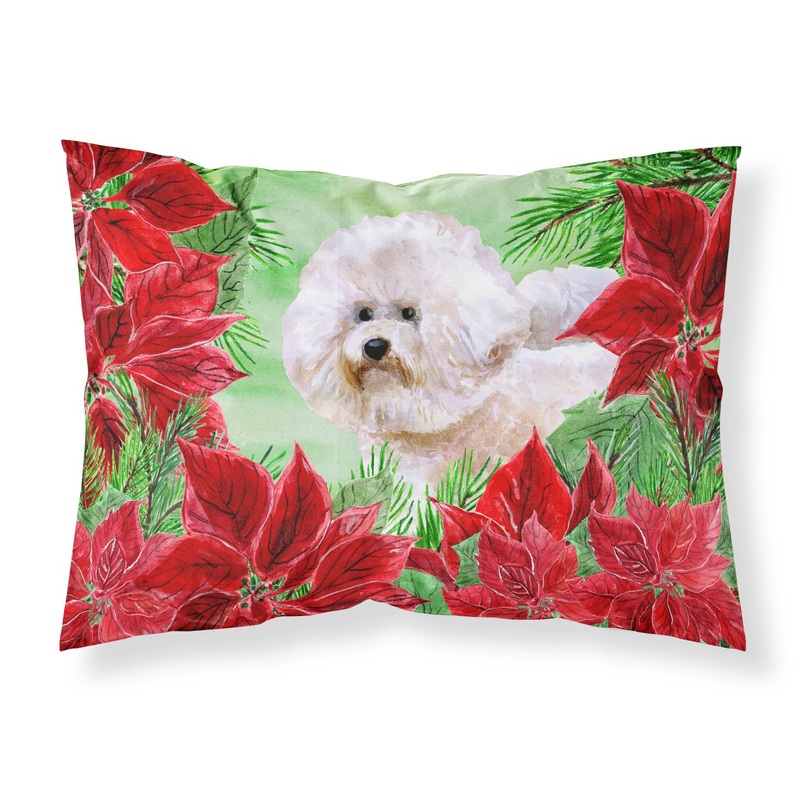 Bichon Frise #2 Poinsettas  Standard Pillowcase  Artistic Decorative Front, White Back CK1353PILLOWCASE