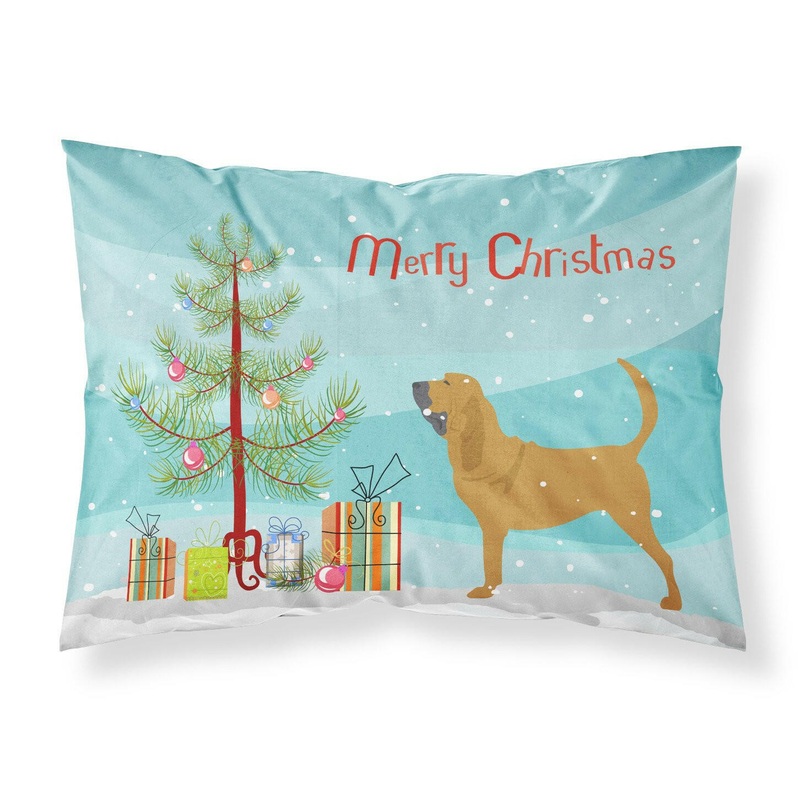 Bloodhound Merry Christmas Tree Fabric Standard Pillowcase  Artistic Decorative Front, White Back BB2902PILLOWCASE