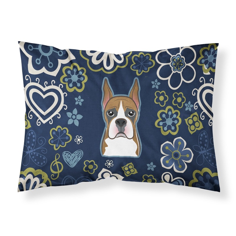 Blue Flowers Boxer Fabric Standard Pillowcase  Artistic Decorative Front, White Back BB5074PILLOWCASE