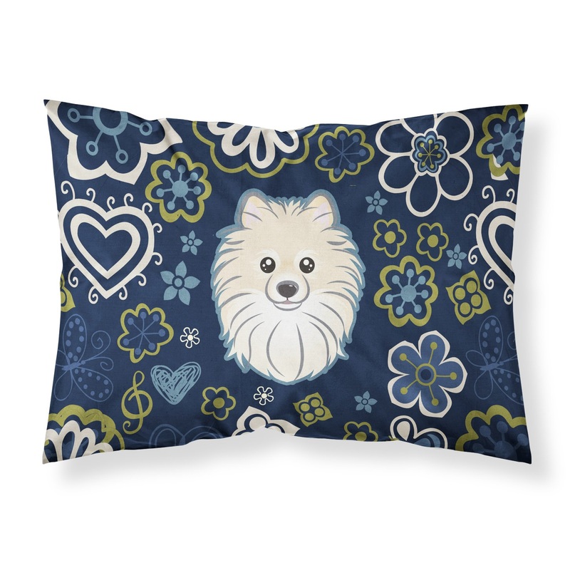 Blue Flowers Pomeranian Fabric Standard Pillowcase  Artistic Decorative Front, White Back BB5058PILLOWCASE