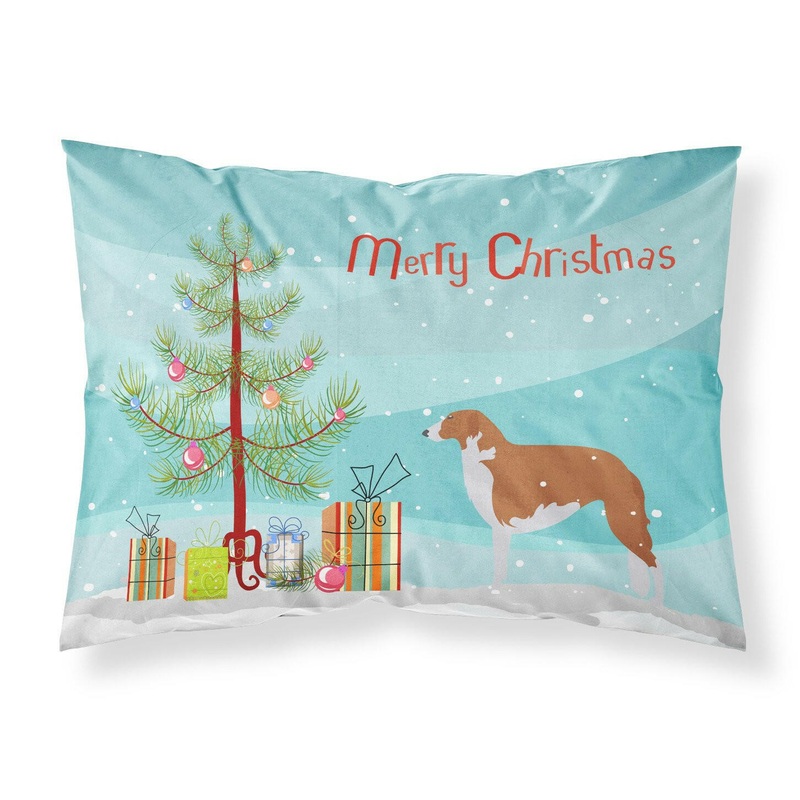 Borzoi Russian Greyhound Merry Christmas Tree Fabric Standard Pillowcase  Artistic Decorative Front, White Back BB2917PILLOWCASE
