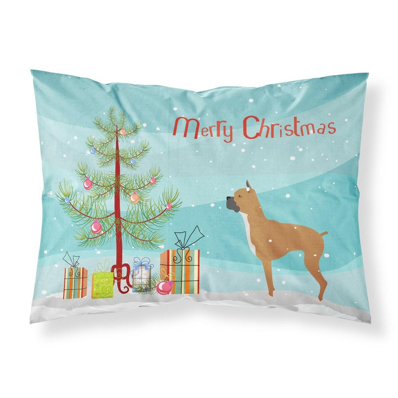Boxer Merry Christmas Tree Fabric Standard Pillowcase  Artistic Decorative Front, White Back BB2971PILLOWCASE