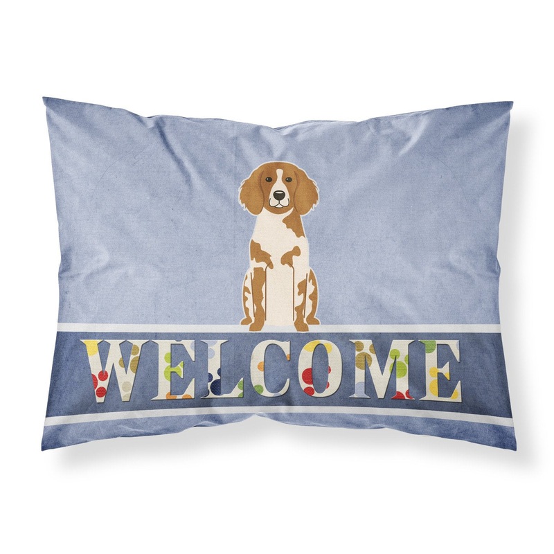 Brittany Spaniel Welcome Fabric Standard Pillowcase  Artistic Decorative Front, White Back BB5653PILLOWCASE