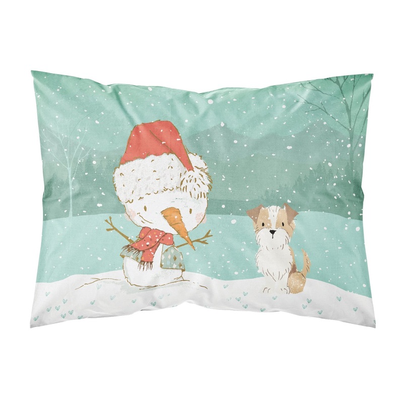 Brown and White Terrier Snowman Christmas  Standard Pillowcase  Artistic Decorative Front, White Back CK2096PILLOWCASE