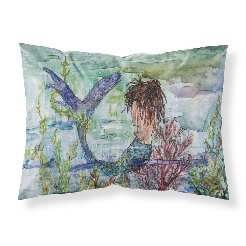 Brunette Mermaid Coral Fantasy Fabric Standard Pillowcase  Artistic Decorative Front, White Back 8973PILLOWCASE
