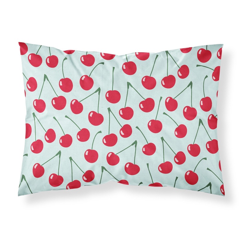 Cherries on Blue Fabric Standard Pillowcase  Artistic Decorative Front, White Back BB5148PILLOWCASE