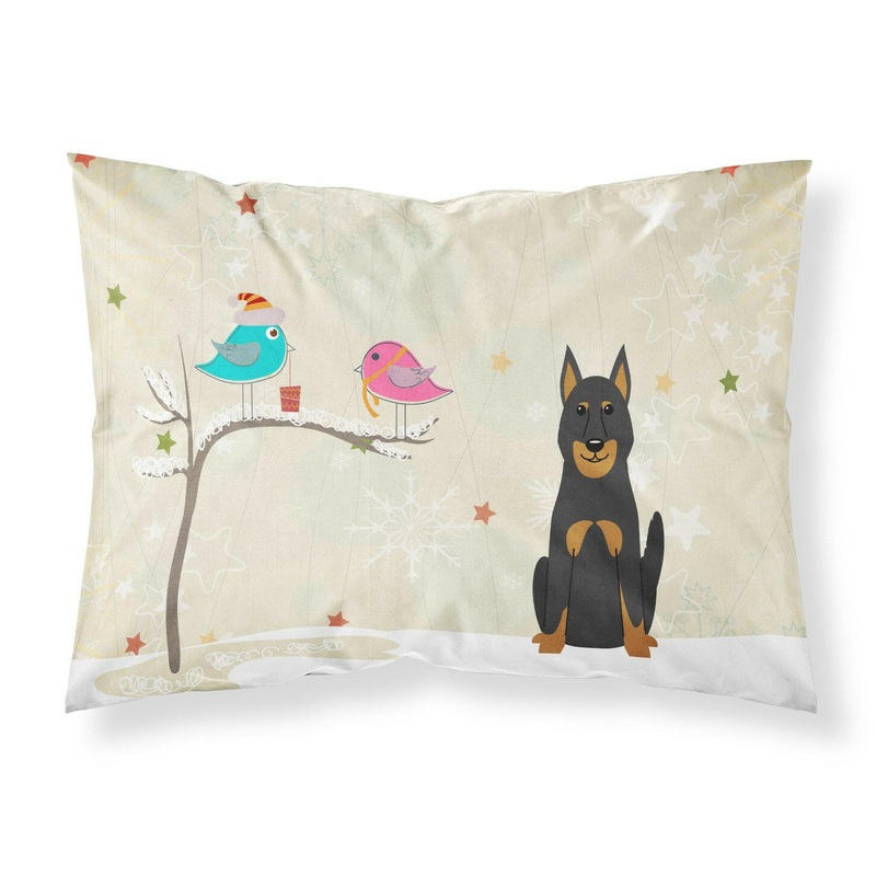 Christmas Presents between Friends Beauce Shepherd Dog Fabric Standard Pillowcase  Artistic Decorative Front, White Back BB2552PILLOWCASE